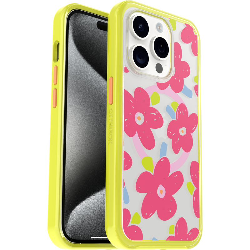 product image 1 - Coque iPhone 15 Pro Symmetry Series Clear pour MagSafe Fluttering Flora