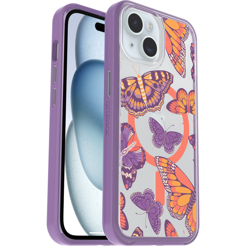 product image 1 - iPhone 13, iPhone 14 och iPhone 15 Skal Symmetry Series Clear för MagSafe Fluttering Flora