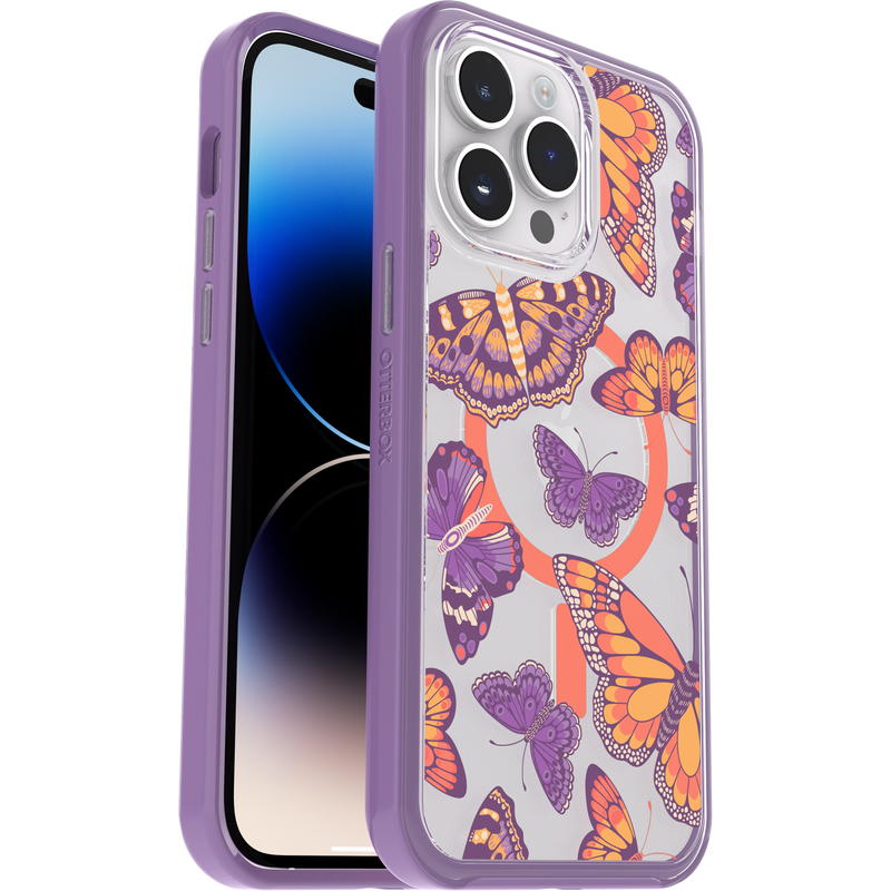 product image 1 - iPhone 14 Pro Max Funda Symmetry Series Clear para MagSafe Fluttering Flora