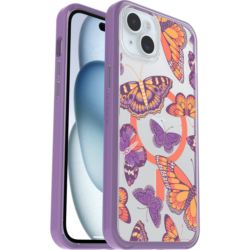 product image 1 - iPhone 14 Plus und iPhone 15 Plus Hülle Symmetry Series Clear für MagSafe Fluttering Flora