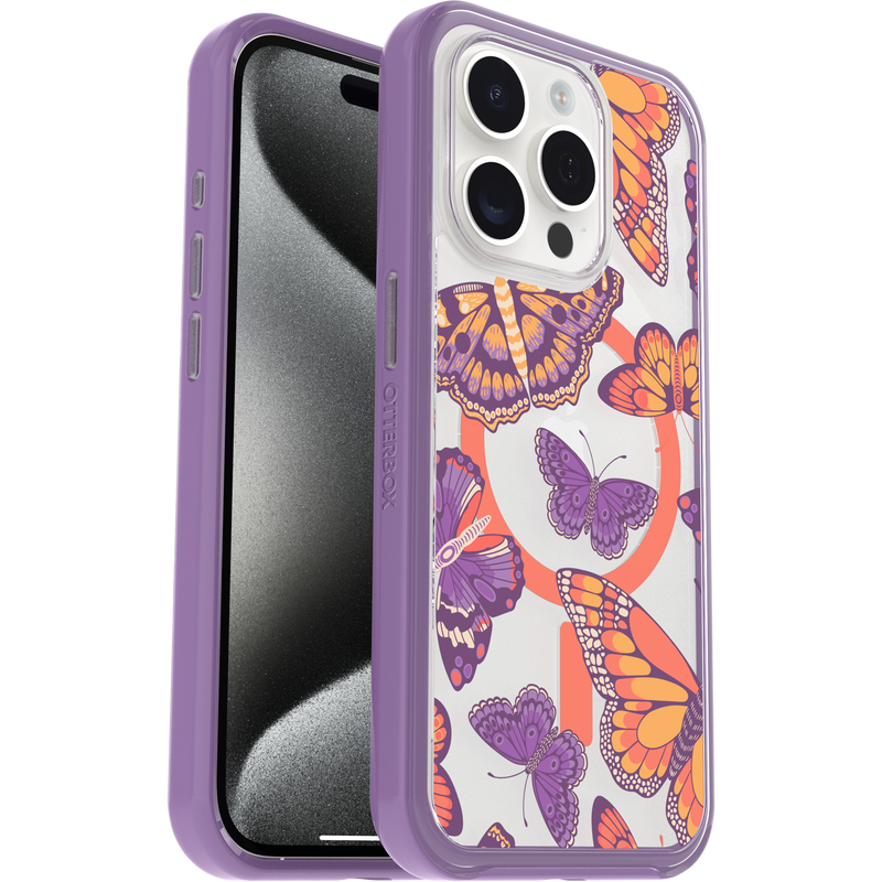 product image 1 - Coque iPhone 15 Pro Symmetry Series Clear pour MagSafe Fluttering Flora