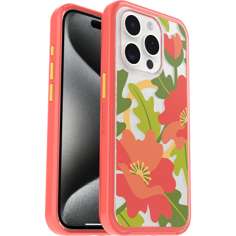 product image 1 - Coque iPhone 15 Pro Symmetry Series Clear pour MagSafe Fluttering Flora