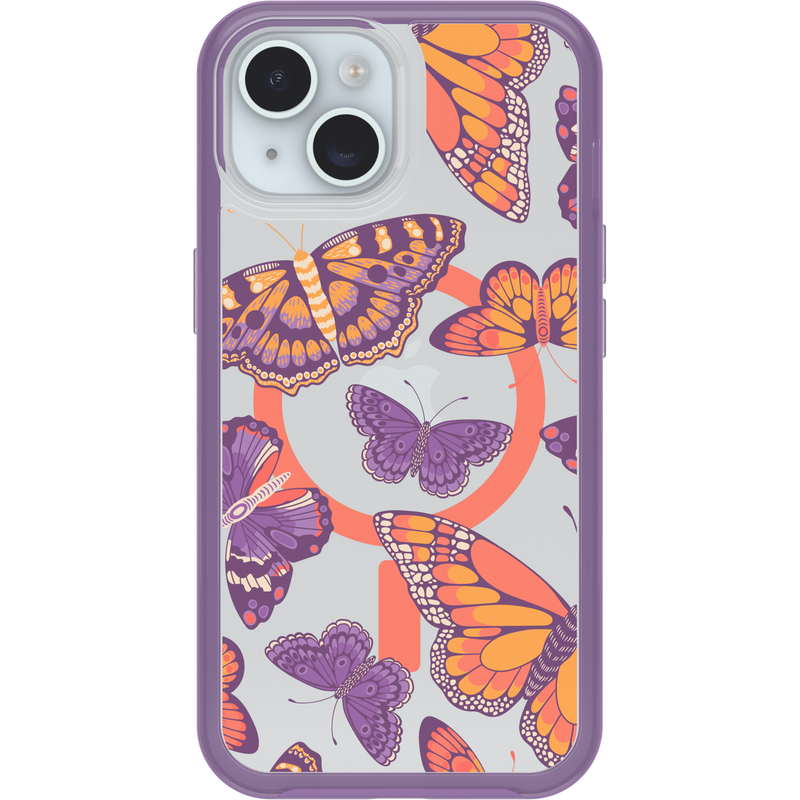product image 2 - iPhone 13, iPhone 14 och iPhone 15 Skal Symmetry Series Clear för MagSafe Fluttering Flora